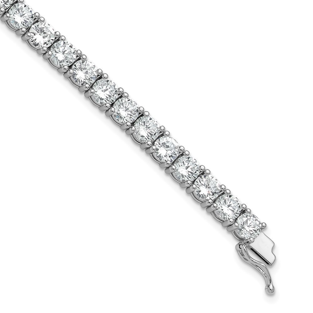 925 Sterling Silver Rhodium-plated 5mm CZ 34 Stone 7 inch Bracelet